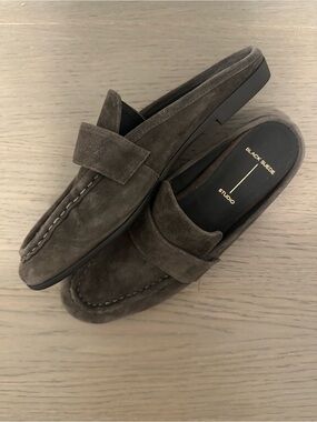 Women’s Black Suede Studio Gabby Loafer Mule in Hot Fudge Suede